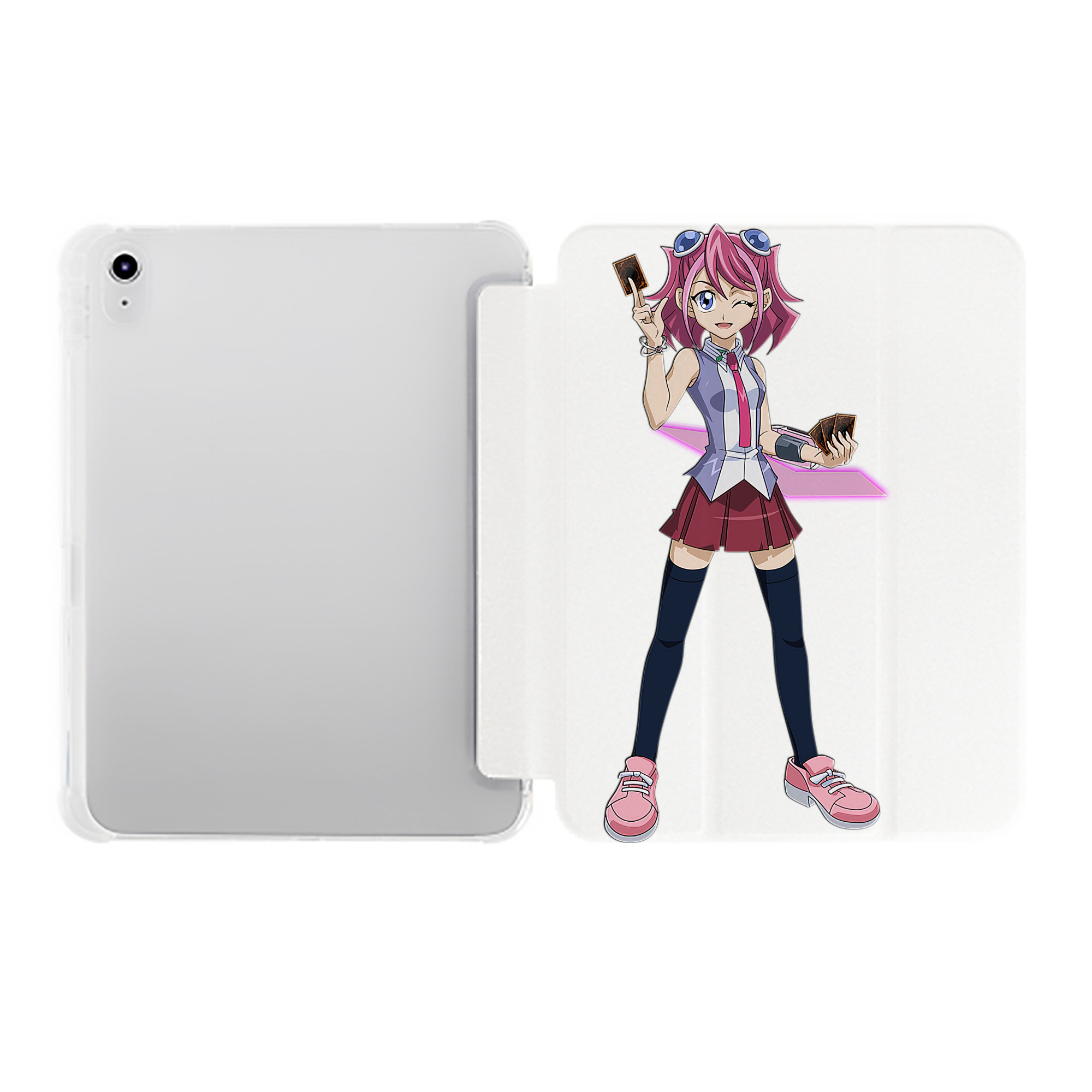（画像用） 遊☆戯☆王 Yu-Gi-Oh! IPad ケース ペン収納付き 三つ折りスタンド PUレザー×シリコン 対応機種9.5/10.5/10.9インチ